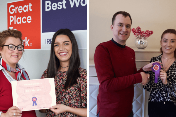 Lisa Murphy and Carrie Grant Taxback Bake Off Winners receiving awards for their achievement