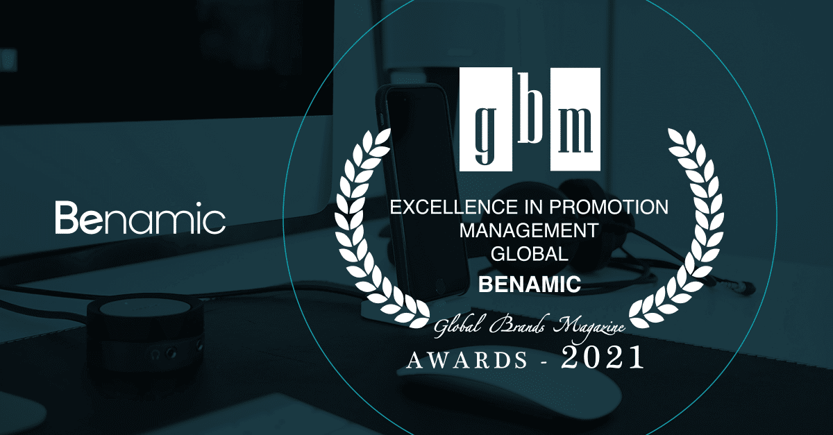 Benamic's official accreditation for Excellence In Promotion Management Global at Global Brands Magazine Awards 2021