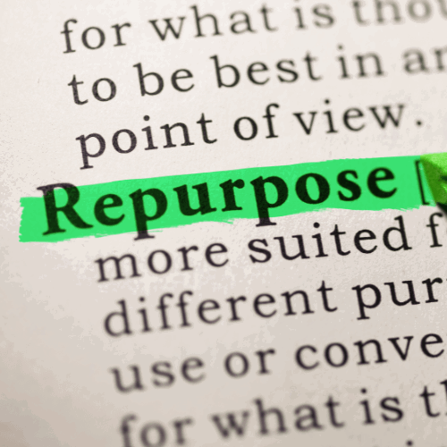 the word repurpose highlighted in a book