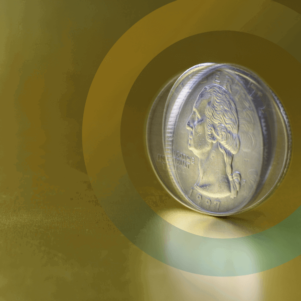 a coin spinning on a table