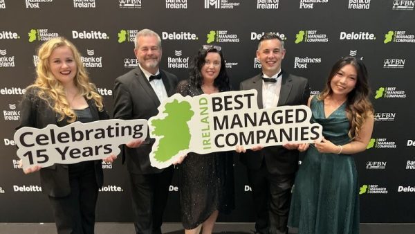 CluneTech employees celebrating Platinum Status at Ireland’s 15th Annual Best Managed Companies Awards