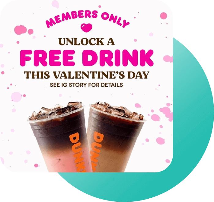 Free Drink Promotion for Valentines Day by Dunkin Donuts