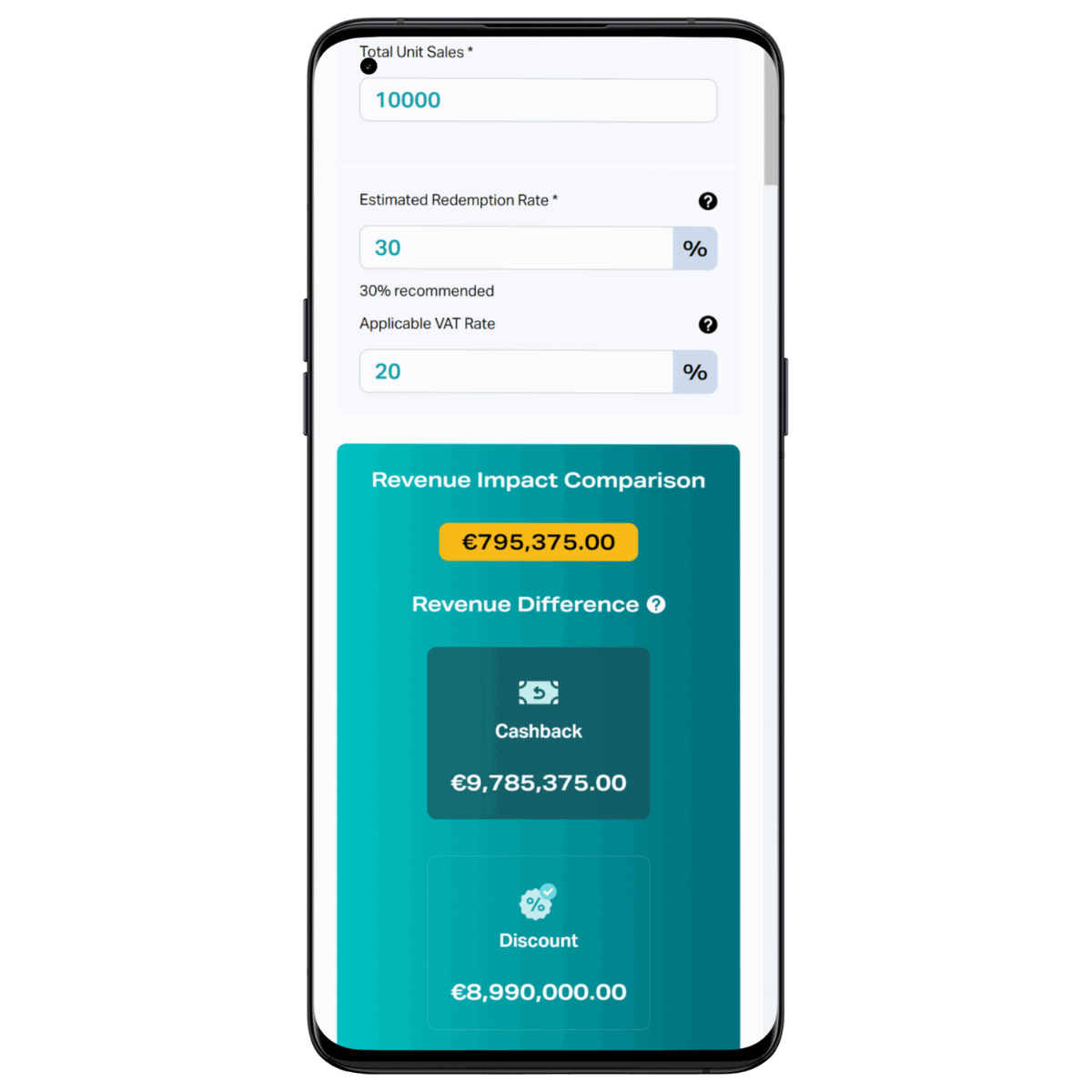 Cashback vs Price Discount Calculator on mobile phone