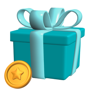 3d gift icon with coin icon