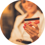 Woman with credit card in her hand