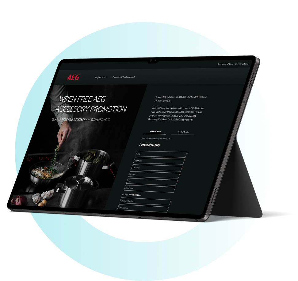 Tablet screen showing online campaign form or registration page